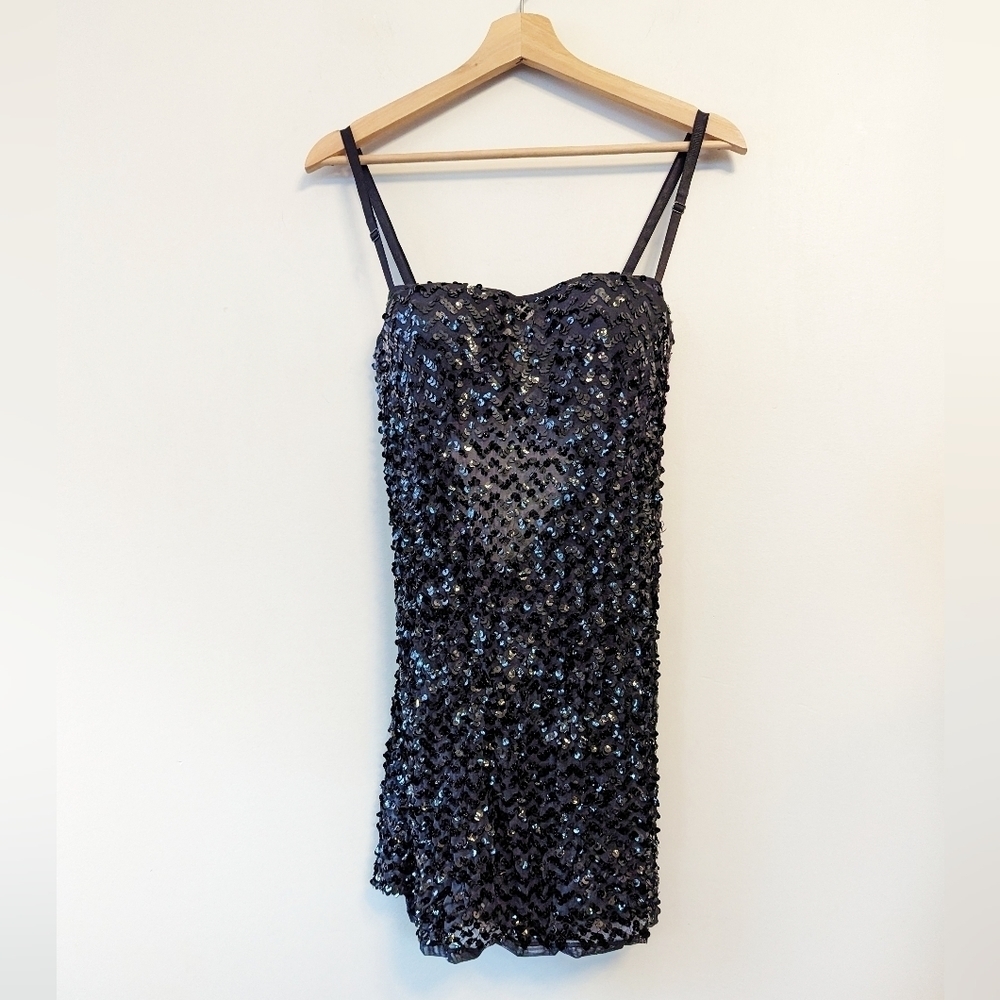 Vintage Y2K Victoria's Secret Miracle Bra Sequin Mini Slip Dress 36C Sheer